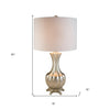 Elegant Silver Table Lamp with White Linen Lamp Shade