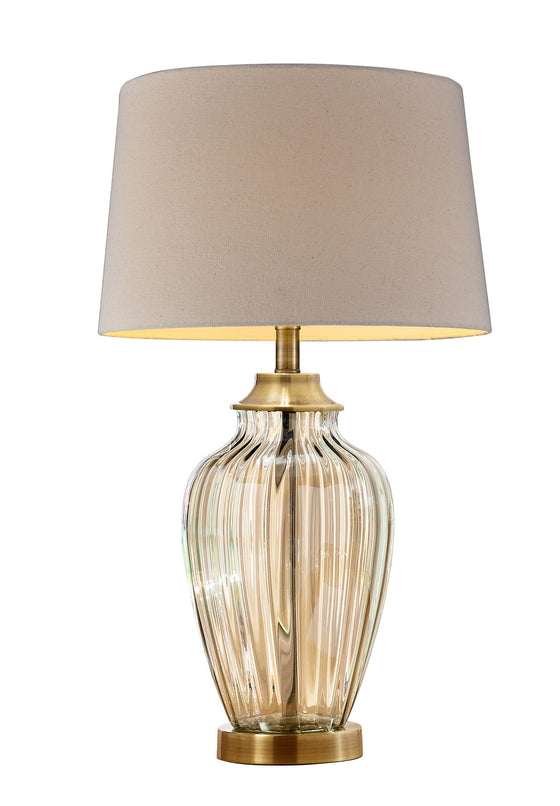 29" Bronze Bedside Table Lamp with Tan Shade