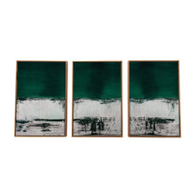  Three Piece Deep Green Black and White Abstract Canvas Wall Art