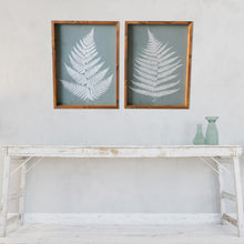  NEW Set of Two Gray and White Fern Leaves Framed Canvas Wall Art