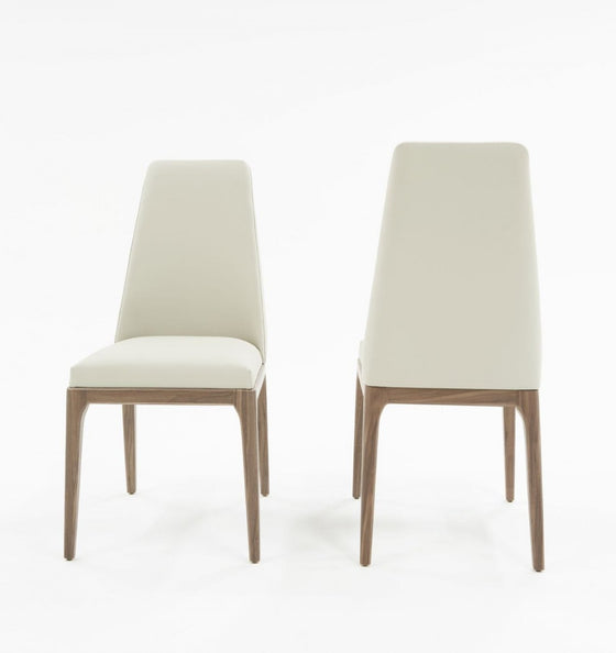 Set Of Two Ivory Walnut Dining Chairs