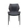 Set Of Two Dark Gray Faux Leather Industrial Dining Chairs