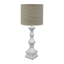  Rustic Whitewashed Table Lamp with Beige Shade