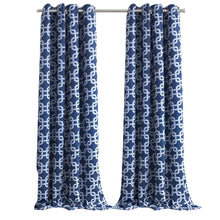  84” Navy Interlock Pattern Window Curtain Panel