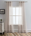 Set Of Two 96" Tan Ribbon Embellished Window Curtain Panels