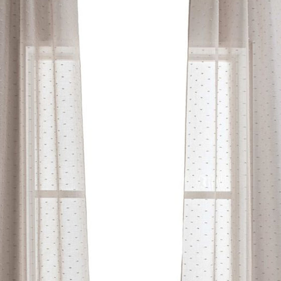 Set Of Two 96" Tan Ribbon Embellished Window Curtain Panels