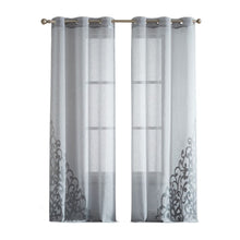  Set Of Two 96" Silver Velvet Applique Window Panels