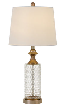  Set Of Two 27" Glass Honeycomb and Rose Gold Table Lamps