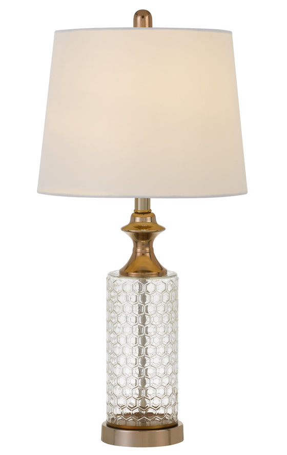 Set Of Two 27" Glass Honeycomb and Rose Gold Table Lamps