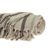 Beige And Taupe Woven Handloom Throw Blanket with Tassels