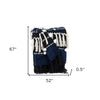 Navy Blue Boho Woven Handloom Throw with Pom Pom