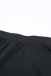 Black Casual Side Slit Mid Waist Wide Leg Pants