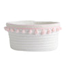 White Cotton Rope Storage Basket with Pom Pom Trim | Available in 4 Colors