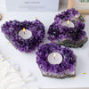 Natural Purple Amethyst Candle Holder