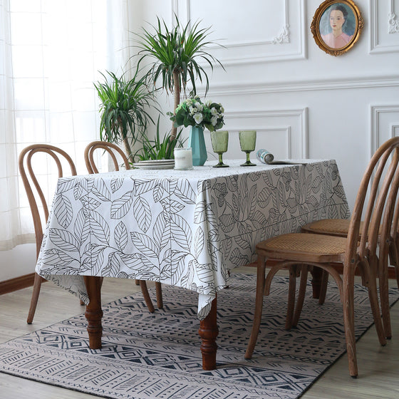 Modern Leaf Patterned Tablecloth in Square or Rectangle Sizes