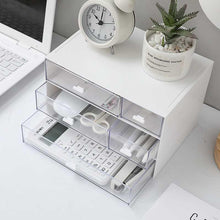  Modern White Office Supply Organizer with Clear Plastic Drawers