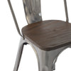 Set Of Two Silver and Brown Wood and Slat Back Dining Chairs | Also Available in Set of 4