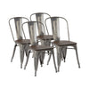 Set Of Two Silver and Brown Wood and Slat Back Dining Chairs | Also Available in Set of 4