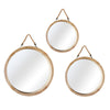 Set of 3 Wood Framed Mirrors with Natural Finish 17.75 X 17.75 X 1.5