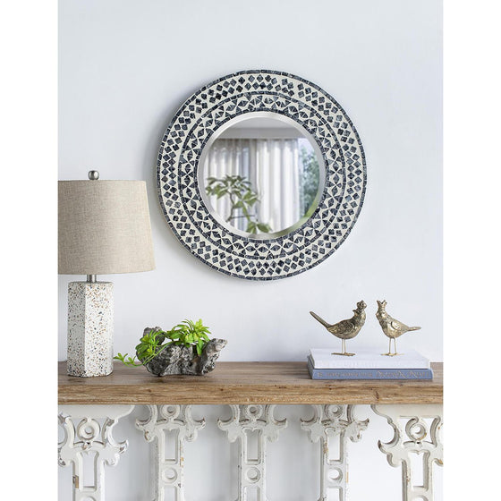 24" Round Capiz Framed Mirror