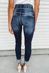 Dark Blue Vintage Washed High Waist Skinny Jeans