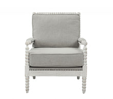  35" Gray Linen and Light Oak Solid Color Club Chair