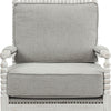 35" Gray Linen and Light Oak Solid Color Club Chair