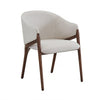 Modrest Lunde Cream Fabric and Walnut Arm Dining Chair