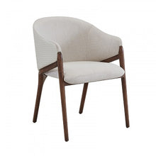  Modrest Lunde Cream Fabric and Walnut Arm Dining Chair