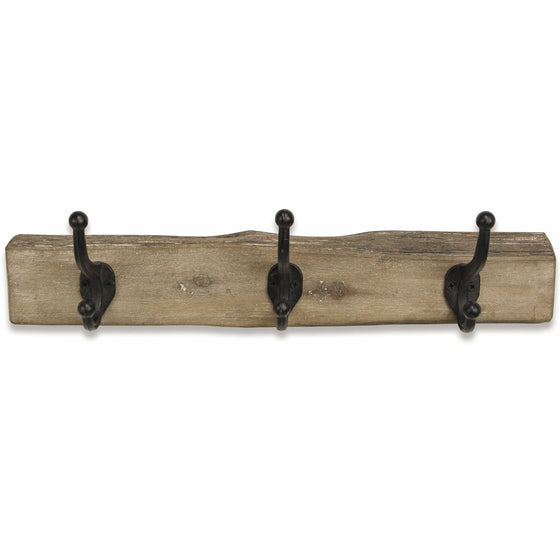 Rustic Wall Rack with 3 Hooks