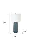 Set Of Two 30" Textured Teal Blue Ceramic Table Lamps With White Shade