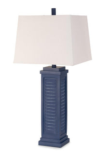  Set Of Two 32" Blue Shutter USB Table Lamps with White Square Shades