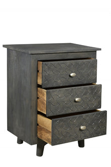  30" Gray Three Drawer Nightstand