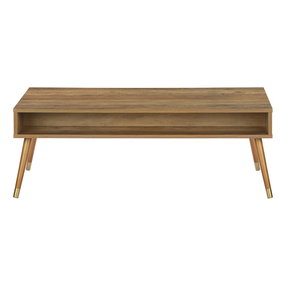 44" Walnut Rectangular Coffee Table with Drawer and Shelf