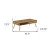 44" Walnut Rectangular Coffee Table with Drawer and Shelf