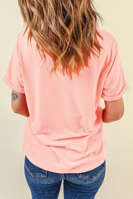 Pink Solid Color Basic Crew Neck Plain Tee | Available in 7 Colors