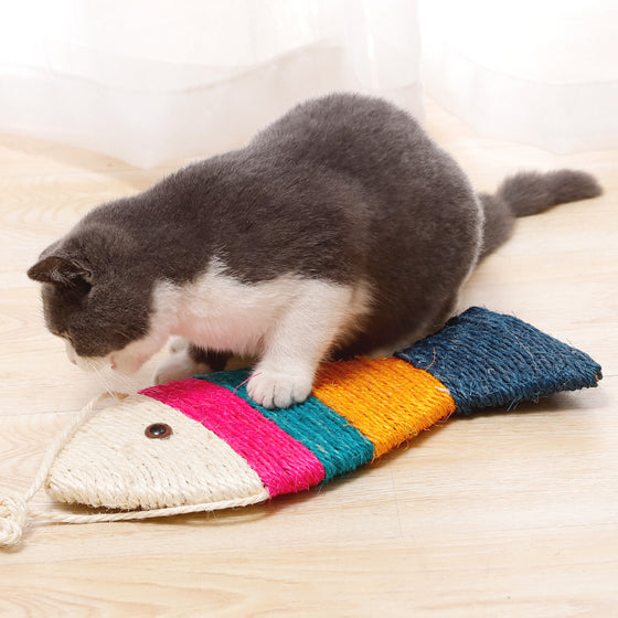 Color Striped Sisal Fish Pet Weight Loss Cat Scratching Board