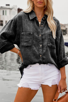  Black Stone Washed Button-up Shirt | Available in Other Colors