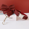 Red and Black Plaid Bowtie, Dog Collar, and Leash Set | Available in 4 Sizes