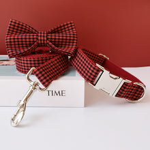  Red and Black Plaid Bowtie, Dog Collar, and Leash Set | Available in 4 Sizes
