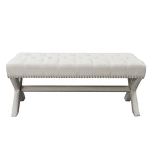  45" Cream Upholstered Linen Bench