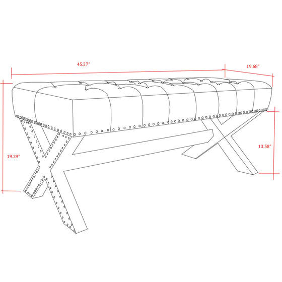 45" Cream Upholstered Linen Bench