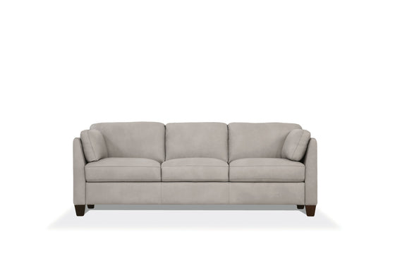 81" Dusty White Leather Sofa