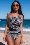 Cheetah Asymmetrical Mesh One Piece Swimsuit