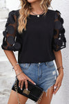 Black Applique Mesh Splicing Sleeve Blouse | Available in 2 Colors