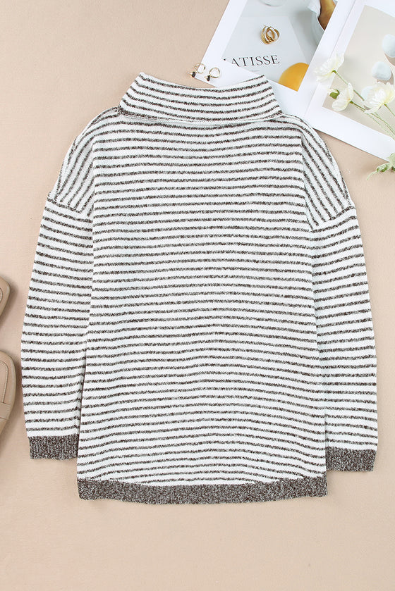 Gray Striped Turtleneck Oversized Sweater | Available in 4 Colors