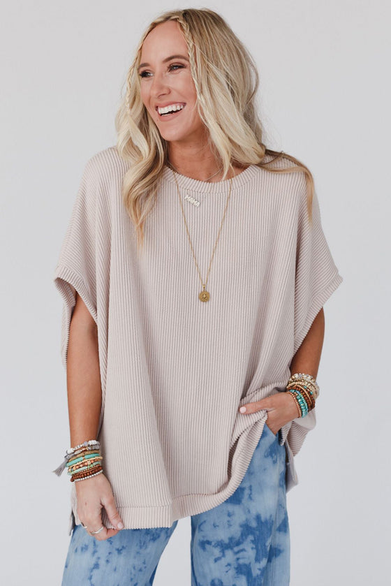 Light Pink Batwing Sleeve Oversized T Shirt