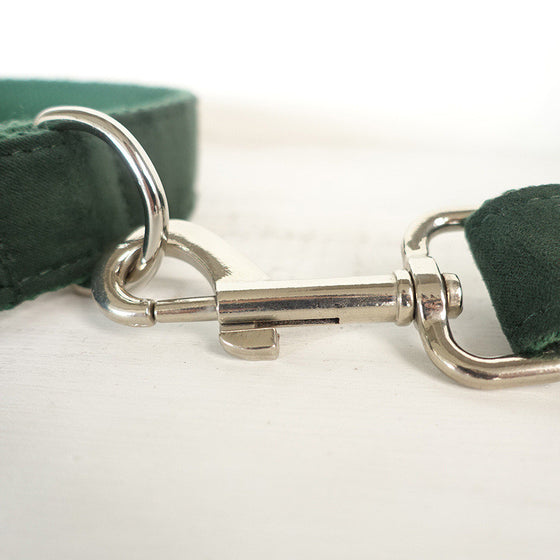 Luxury Pet Collar Leash in Green Velvet