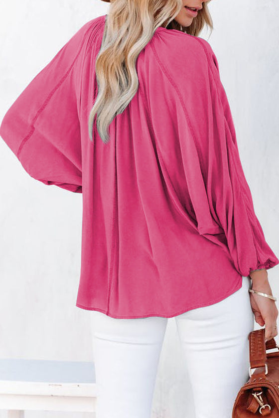 Loose Fit Pink V-Neck Blouse | Available in 2 Variants