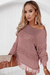 Khaki Boho Fringe Tasseled Knitted Sweater | Available in 3 Colors